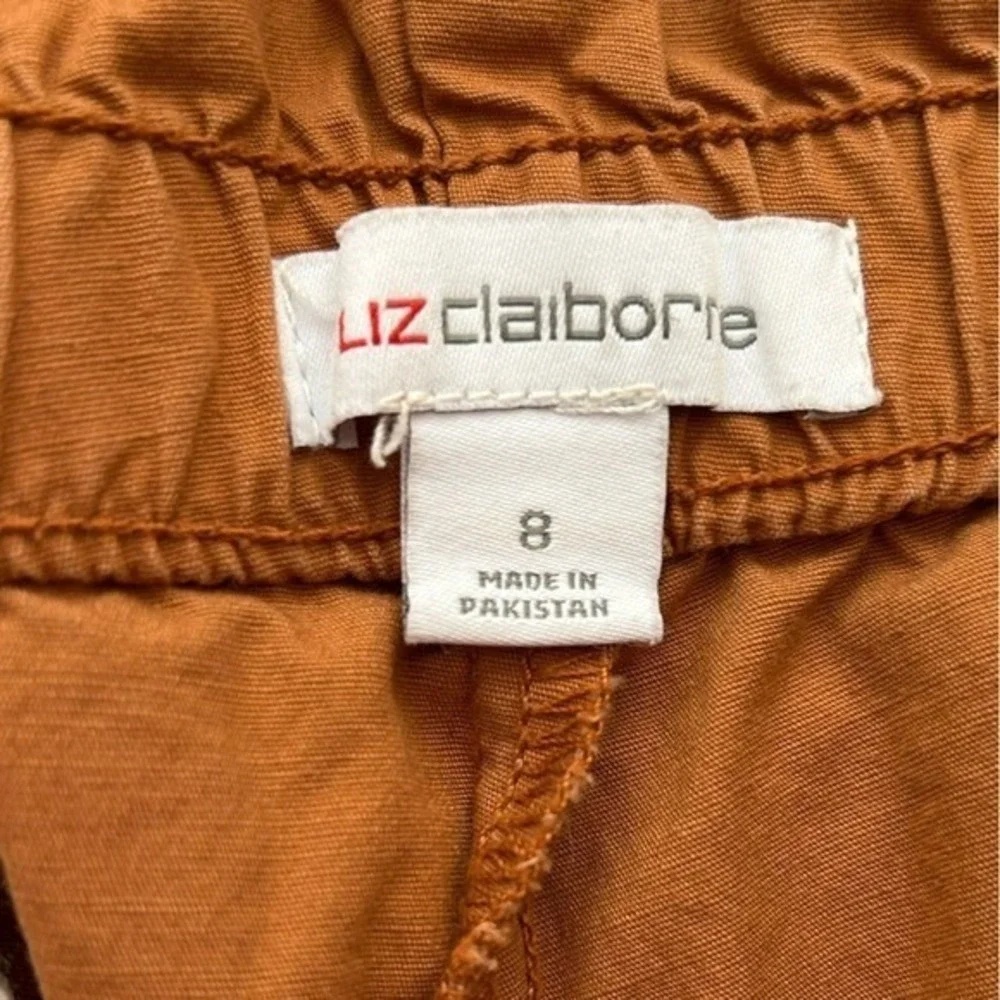 Liz Claiborne Linen Blend Paperbag Waist Shorts Terracotta Rust Womens Size 8